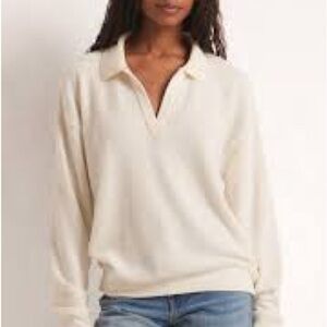 Z Supply Collared Women’s Pullover with Snap Detail Sleeves